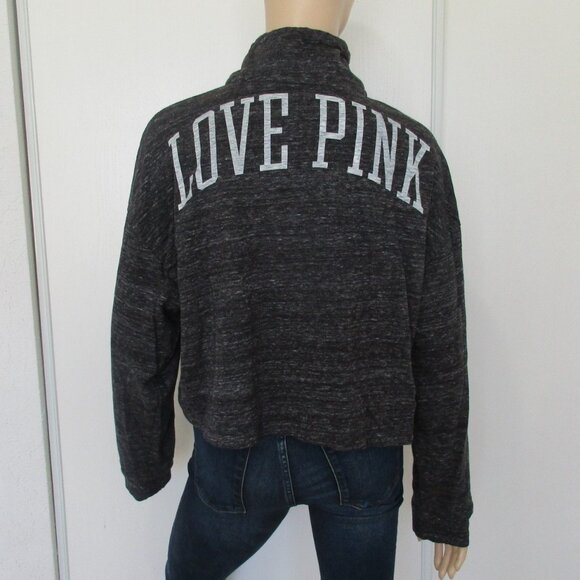 PINK Victorias Secret Crop Top Size Medium Black Pullover - Picture 7 of 11